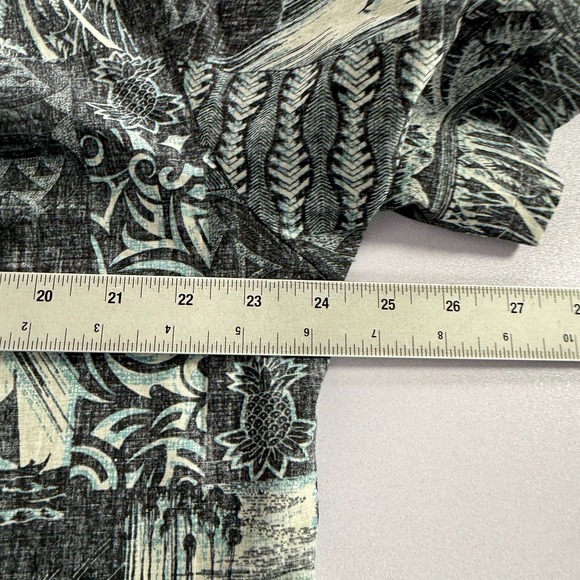 RJC Shirt Mens Large Blue Hawaiian Camp Short Sleeve Floral Aloha Tribal - Picture 7 of 9